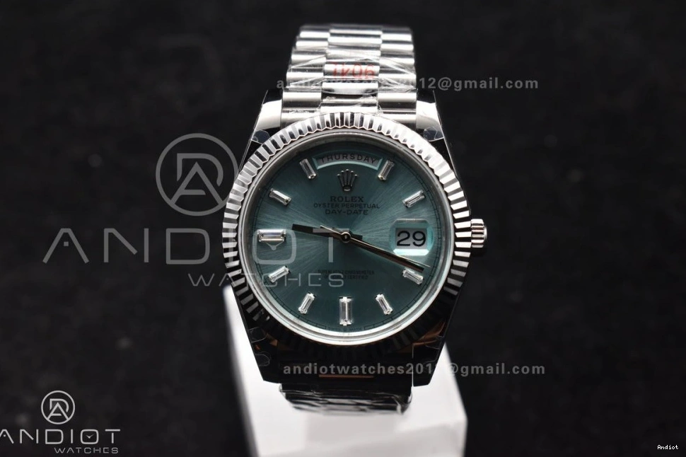 Bracelet 904L DayDate Steel President Dial A3255 40 V2 SS Blue GMF Stick On Ice 0329